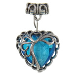 Zinc Alloy Lampwork Pendants, with Lampwork, Heart, antique silver color plated cadmium free 11.5mm Approx 4mm 