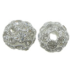 Ball Rhinestone Spacer, Brass, Round, plated, with rhinestone & hollow 16mm Approx 3.-4.5mm 