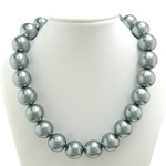Glass Pearl Necklace, zinc alloy lobster clasp, with 3 Inch extender chain, platinum color plated 18mm Approx 16.5 Inch 