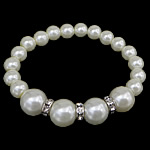 Glass Pearl Jewelry Bracelets, with rhinestone brass spacer, platinum color plated, beaded bracelet 12mm, 8mm Approx 6.5 Inch 