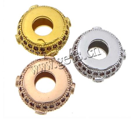 Cubic Zirconia Micro Pave Brass Beads, Rondelle, plated, micro pave cubic zirconia, more colors for choice, 5.5x11mm, Hole:Approx 4mm, Sold By PC