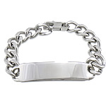 Stainless Steel ID Plate Bracelet, curb chain, original color Approx 8.3 Inch 