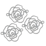 Connecteur En filigrane en acier inoxydable , fleur, boucle de 1/1 & creux, couleur originale Vendu par PC