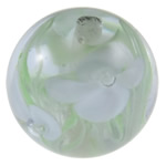 Handgefertigte Lampwork Perlen, handgemacht, mit Blumenmuster, 15mm, Bohrung:ca. 2mm, verkauft von PC
