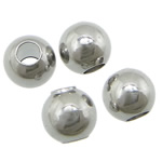 Edelstahl Perlen, 316 Edelstahl, rund, Vollton, originale Farbe, 5mm, Bohrung:ca. 2mm, verkauft von PC