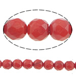 Natürliche Korallen Perlen, rund, facettierte, rot, Klasse AA, 6mm, Bohrung:ca. 0.5mm, Länge:ca. 15 ZollInch, ca. 60PCs/Strang, verkauft von Strang