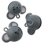 Messing Glocke Anhänger, Maus, Emaille, grau, frei von Blei & Kadmium, 22x16x17mm, Bohrung:ca. 2mm, verkauft von PC