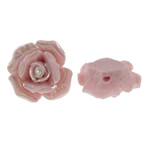 Blume Porzellan Perlen, bunte Farbe plattiert, geschichtet, Rosa, 23x22x10mm, Bohrung:ca. 1.5-2.5mm, verkauft von PC