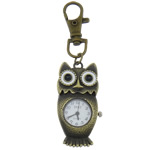 Keychain Watch, Zinc Alloy, Owl, antique bronze color plated, cadmium free  93mm Approx 3.6 Inch 