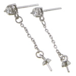 Sterling Silver Earring Drop Component, 925 Sterling Silver, plated, with cubic zirconia 0.5mm, 0.8mm 