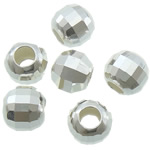 Sterling Silber facettierte Perlen, 925 Sterling Silber, rund, plattiert, keine, 6x5mm, Bohrung:ca. 2.5mm, verkauft von PC