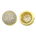 Cubic Zirconia Micro Pave Brass Beads, Dome, plated, micro pave cubic zirconia Approx 1.8mm 
