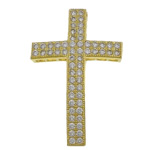 Cubic Zirconia Micro Pave Brass Connector, Cross, plated, micro pave cubic zirconia & multi loops Approx 3mm 