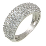 Cubic Zirconia anillo de dedo de plata esterlina, plata de ley 925, chapado, con circonia cúbica, más colores para la opción, 8mm, tamaño:7, Vendido por UD