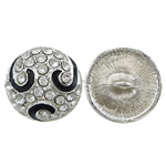 Botón de caña de aleación de cinc, aleación de zinc, Redondo aplanado, chapado en color de platina, esmalte & con diamantes de imitación, 18.5x18.5x10mm, agujero:aproximado 2.5mm, Vendido por UD