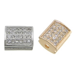 Cubic Zirconia Micro Pave Brass Beads, Rectangle, plated, micro pave cubic zirconia Approx 2mm 