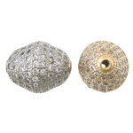 Cubic Zirconia Micro Pave Brass Beads, Oval, plated, micro pave cubic zirconia Approx 2mm 