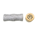 Cubic Zirconia Micro Pave Brass Beads, Column, plated, micro pave cubic zirconia Approx 1.5mm 