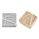 Cubic Zirconia Micro Pave Brass Beads, Square, plated, micro pave cubic zirconia Approx 2mm 
