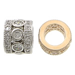 Cubic Zirconia Micro Pave Brass Beads, Donut, plated, micro pave cubic zirconia & large hole Approx 6.5mm 