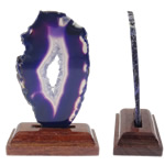 Agate Decoration, Purple Agate, with Wood, natural  