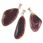Agate Zinc Alloy Pendants, with Black Agate, natural, 21-31mm Approx 5-8mm 