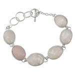 quartz rose bracelet, laiton Fermoir cabillot, Placage de couleur platine Environ 9 pouce, Vendu par brin
