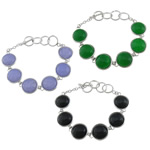 Dyed Jade bracelet, laiton Fermoir cabillot, Placage de couleur platine, plus de couleurs à choisir Environ 8.5 pouce, Vendu par brin