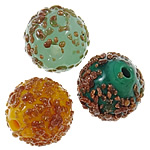 Goldsand Lampwork Perlen, rund, handgemacht, keine, 12mm, Bohrung:ca. 2mm, ca. 1000PCs/Tasche, verkauft von Tasche