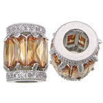 Cubic Zirconia Micro Pave Brass Beads, Drum, plated, micro pave cubic zirconia & without troll & faceted Approx 4.5mm 