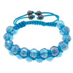 Crystal Woven Ball Bracelets, with Nylon Cord & Hematite, Round, colorful plated, faceted, Aquamarine, 18mm, 10mm, 8mm Approx 7-10 Inch 