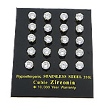 Boucle en acier inoxydable zircons cubiques, acier inoxydable 316L, Plat rond, Placage de couleur d'or, avec zircone cubique, plus de couleurs à choisir 0.8mm, Environ Vendu par sac