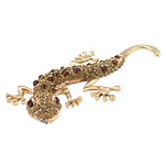 kristallbesetzter Schmuckstück aus Zinklegierung, Gecko, Rósegold-Farbe plattiert, mit Strass, frei von Kadmium, 47x94x8mm, verkauft von PC[