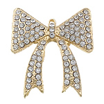 Zinc Alloy Bowkont Pendants, Bowknot, gold color plated, with rhinestone, cadmium free Approx 2mm 