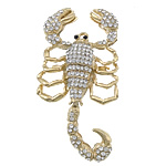 Zinc Alloy Clip Buckle, Scorpion, gold color plated, with rhinestone & hollow, cadmium free 