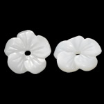 天然白いシェル・ビーズ, 白い貝, 花形, 彫刻 穴:約 0.5mm, 売り手 パソコン