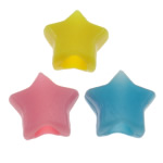 perles de poney en plastique , étoile, couleur solide, couleurs mélangées, 10mm Environ 3.5mm, Environ Vendu par sac
