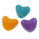 perles de poney en plastique , coeur, couleur solide, couleurs mélangées, 10mm Environ 4mm, Environ Vendu par sac