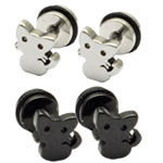 Bijoux de piercing d'oreille en acier inoxydable, avec colle, chat, plus de couleurs à choisir, Vendu par paire