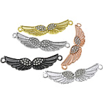 Animal Zinc Alloy Connector, Wing Shape, Customized & with rhinestone & 1/1 loop, cadmium free Approx 2.5mm 
