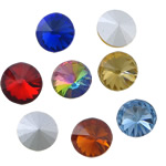 Crystal Cabochons, Flat Round, real silver plated, rivoli back & faceted 