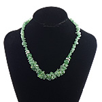Зеленый авантюрин ожерелье, с Железные обручи & Кристаллы, латунь Замок-карабин, с 1inch наполнитель цепи, Другое покрытие, граненый, 12mm  7-10mm, длина:Приблизительно 17 дюймовый, продается Strand