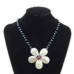 Freshwater Pearl Necklace, with White Shell, brass spring ring clasp, Flower, platinum color plated 6mm Approx 19 Inch 