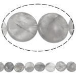 Natürliche graue Quarz Perlen, Grauer Quarz, flache Runde, 15x6mm, Bohrung:ca. 1.5mm, Länge:15.7 ZollInch, ca. 27PCs/Strang, verkauft von Strang