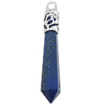 Pendentifs Lapis Lazuli, lapis lazuli naturel, avec laiton, pendule, Placage de couleur platine Environ 4mm, Vendu par PC