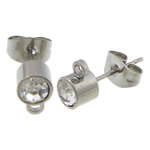 Stainless Steel Stud Earring, stainless steel post pin, with rhinestone & 1/1 loop, original color 0.6mm Approx 1.2mm 