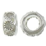 Strass Messing Europa Perlen, Rondell, plattiert, ohne troll & mit Strass, keine, 6x10mm, Bohrung:ca. 5mm, verkauft von PC