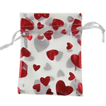 Organza Jewelry Pouches Bags, with heart pattern & translucent, red 