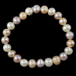 Pulseras de la perla, Perlas cultivadas de agua dulce, 8~9mm, longitud:7.5 Inch, Vendido por Sarta