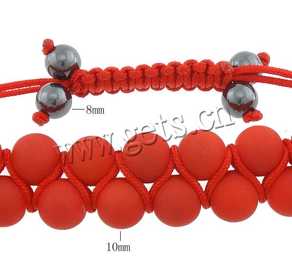 Glass Woven Ball Bracelets, Nylon Cord, with Non Magnetic Hematite, Customized & rubberized, more colors for choice, 8mm, 10mm, Length:Approx 11 Inch, Sold By Strand